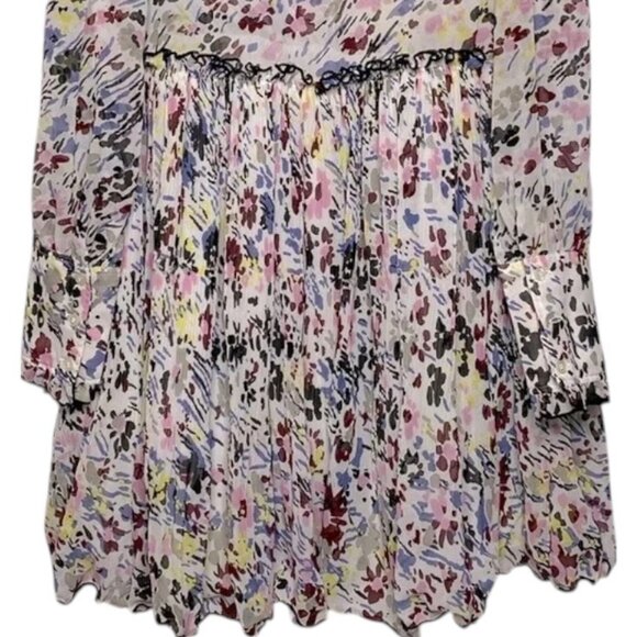 Ganni floral pleated ruffle Georgette mini dress size M - Picture 5 of 6
